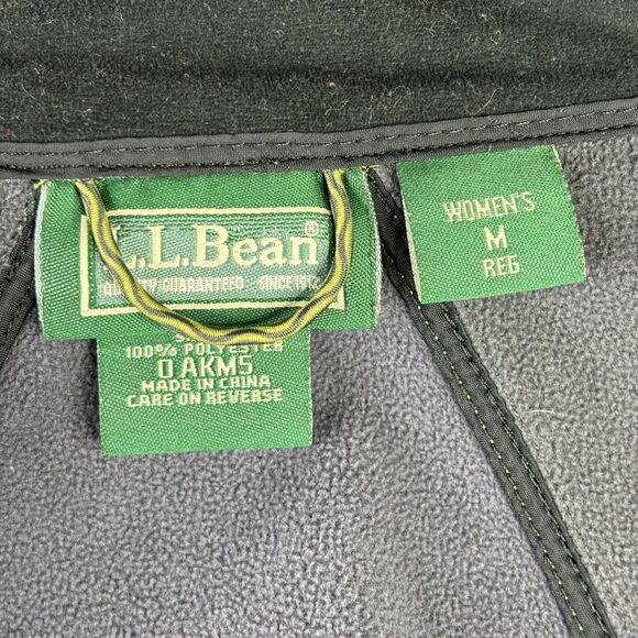 LL Bean Jacket Womens Medium Green Gray Softshell Full Zip Pit Zips Pockets - Picture 11 of 14